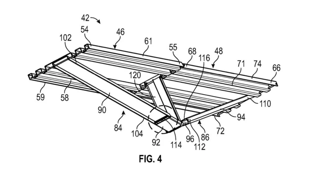 General Motors foldable bed ramps patent image