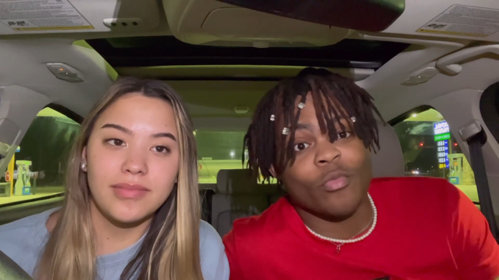 Hannah Gosselin and boyfriend Lennon Johnson at a drive-through.