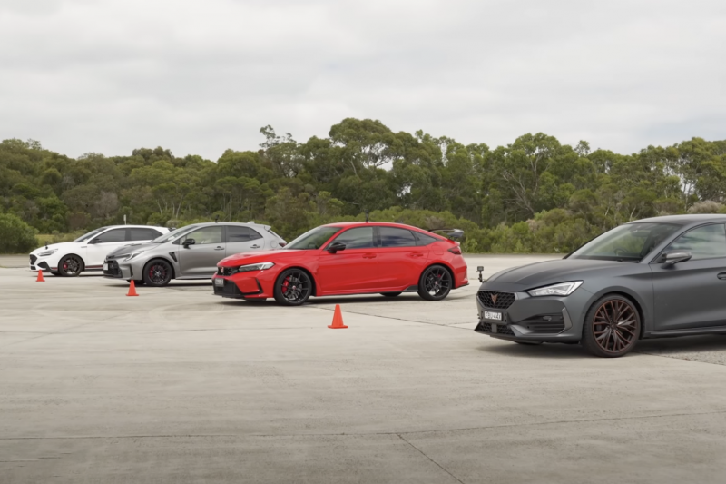 Drag race: Toyota GR Corolla v Honda Civic Type R v Hyundai i30 N v Cupra Leon VZx