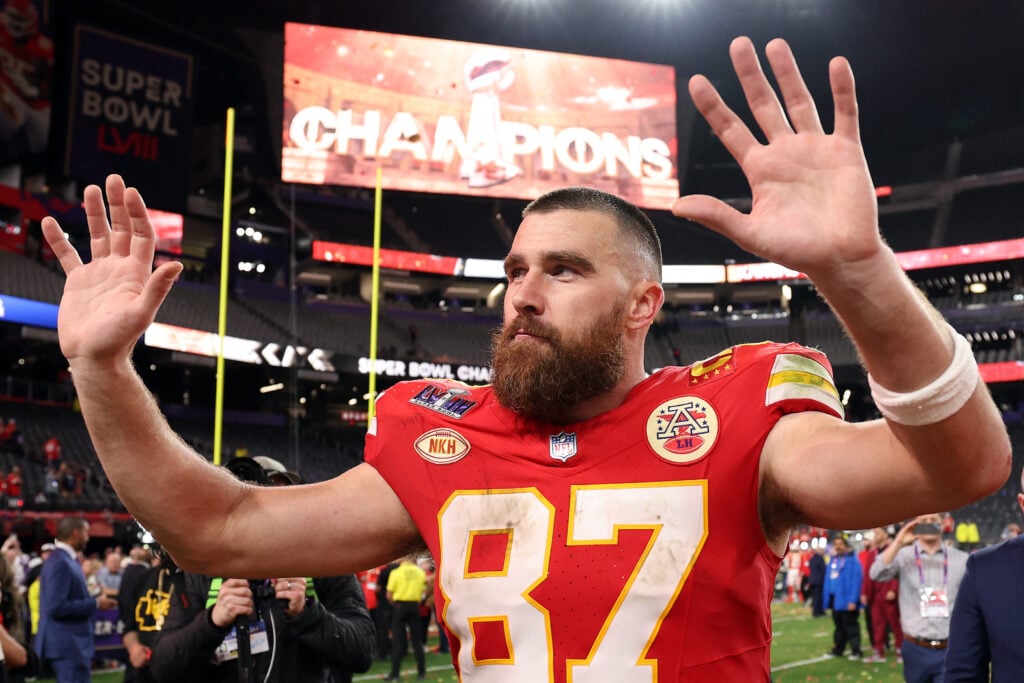 Travis Kelce after his 2024 Super Bowl win.