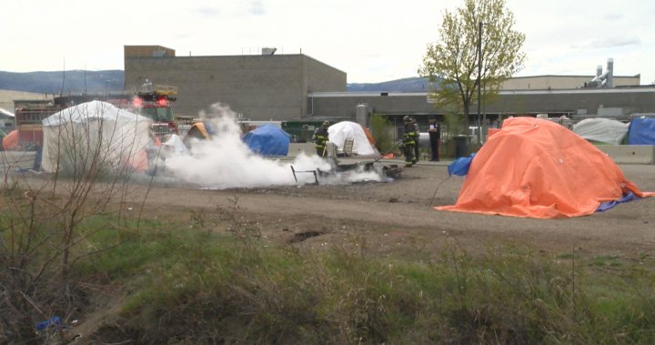 1713738054 Crews Douse Fire At Kelowna Outdoor Sheltering Site Okanagan.jpg