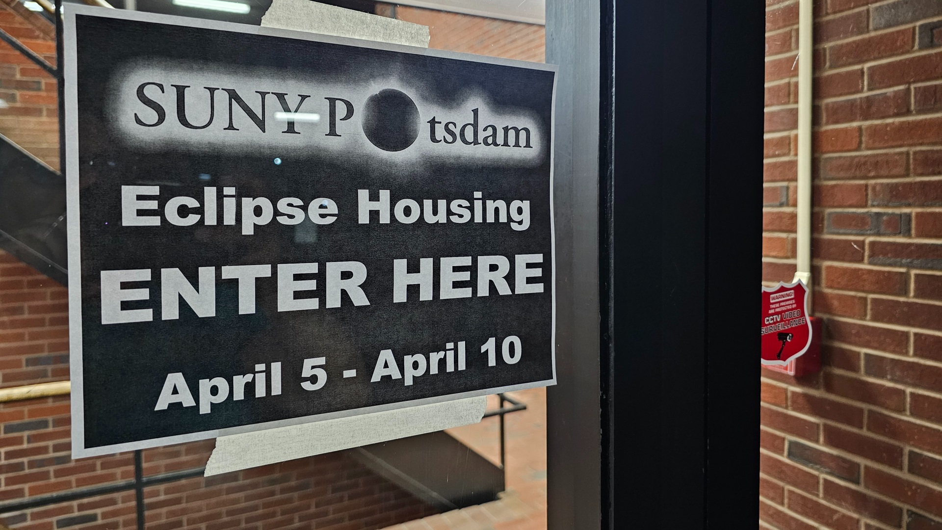 A view of dorm life for solar eclipse chasers at SUNY Potsdam in New York for the total solar eclipse on April 8, 2024.